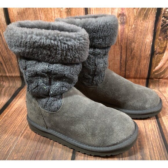 UGG Juniper Confetti Charcoal Gray Boots 1013250K Girls 2 / 32 (f6w) - Picture 3 of 10